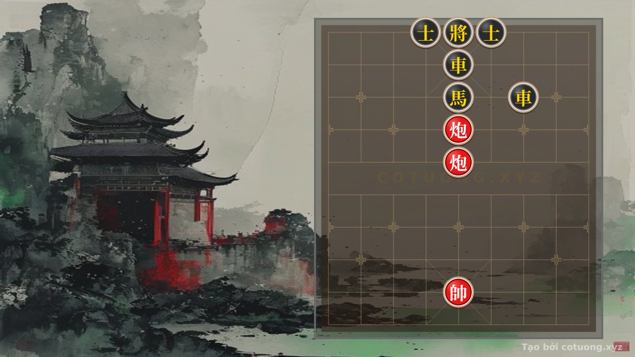 Thế cờ: Red Cannon Double Heroes Break the Formation: Active Moves Capture Advantages Step by Step — Cờ Tướng Online