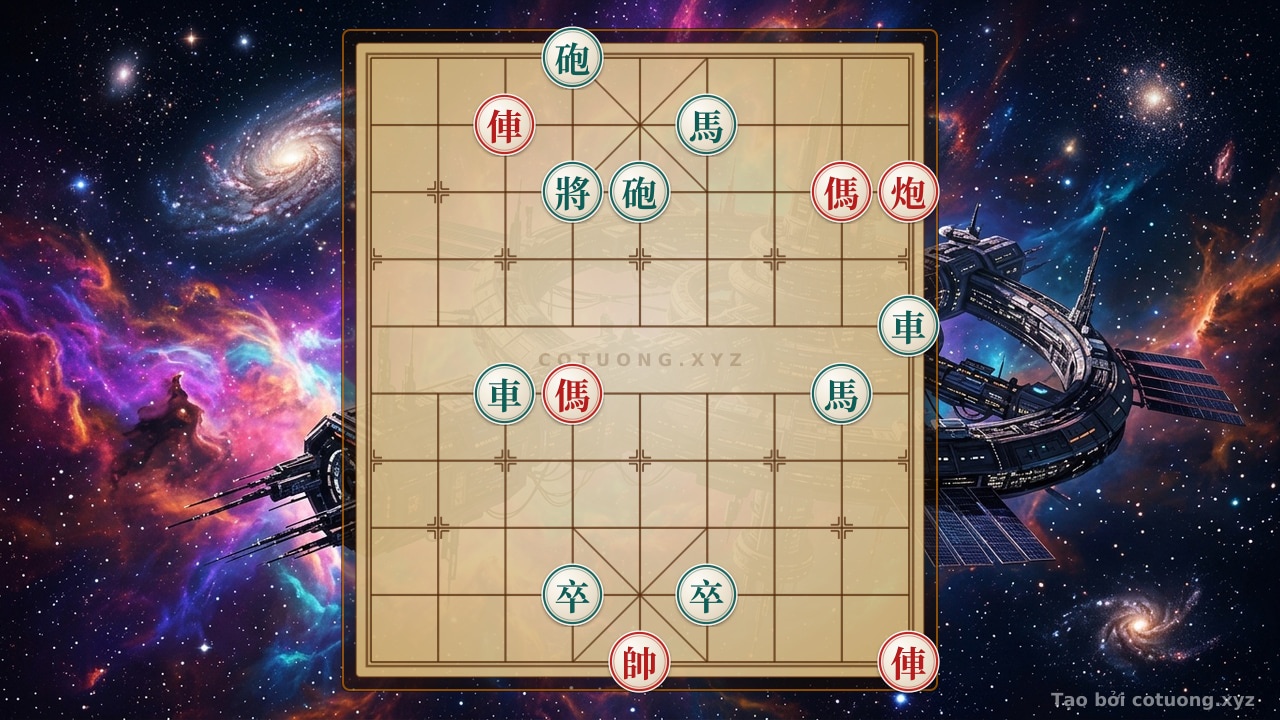 Thế cờ: Red Chess: Double Knights' Fork, Aggressive Cannon - Level 6/10 — Cờ Tướng Online