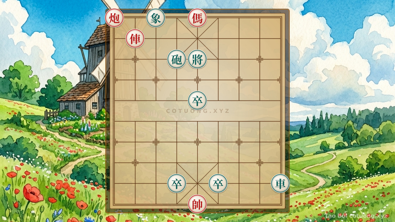 Thế cờ: The Brutal Trap in Xiangqi: Red Cannon on 9th Rank, 10th File vs. Black Chariot on 9th Rank, 2nd File - The Killing Plan — Cờ Tướng Online