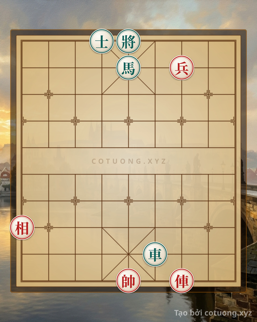 Thế cờ: Red General's Checkmate: The Rook Pawn Strategy Defeats Black's Horse and Advisor — Cờ Tướng Online