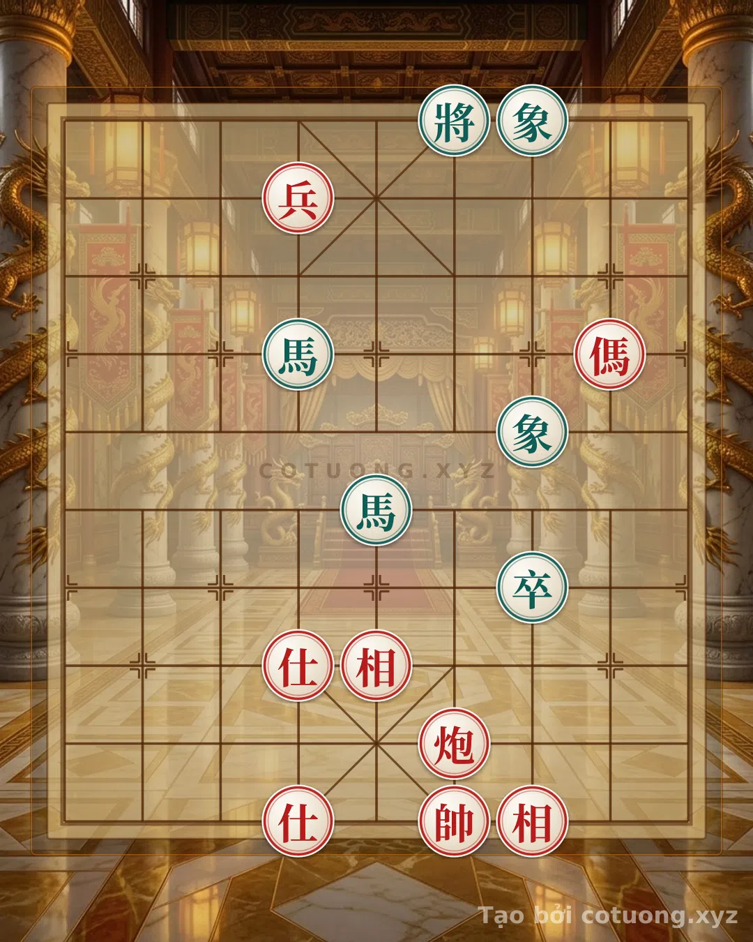 Thế cờ: Xiangqi Master's Secret: The Classic Rook Cannon Horse Checkmate Against Two Black Horses - The Art of Supreme Tactical Strike — Cờ Tướng Online