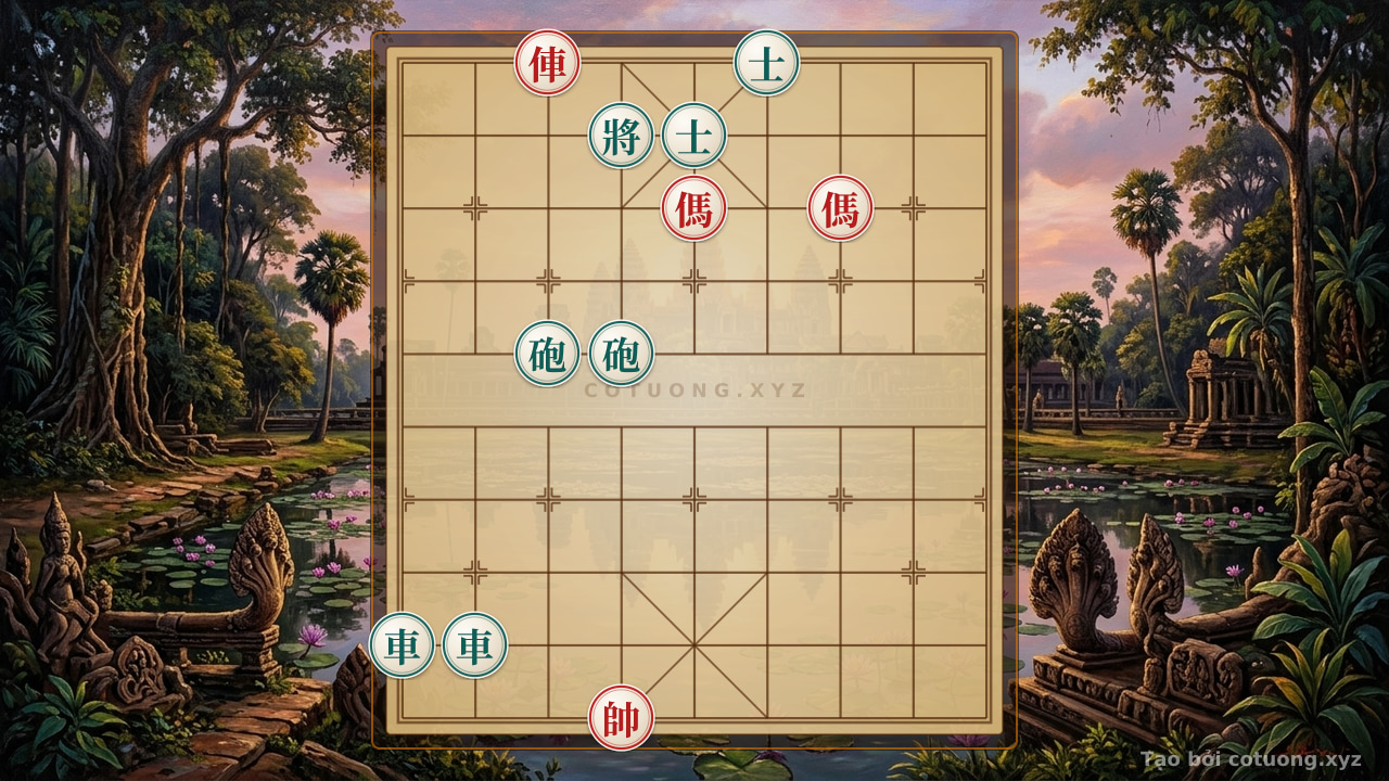Thế cờ: Red Rook on File 7, Rank 10: Counterattack Strategy from the Red Side in the Double Horse Face-to-Face Formation — Cờ Tướng Online