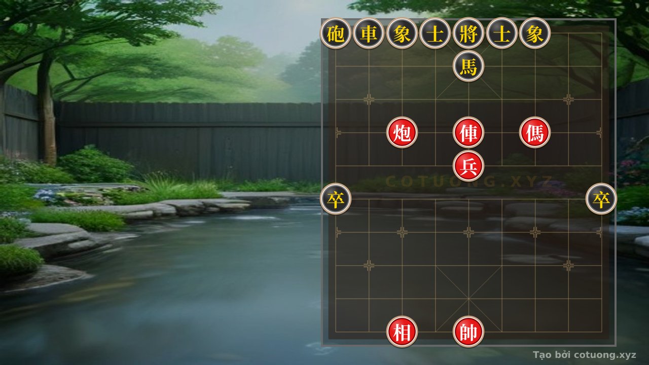 Thế cờ: Red General: Tactical Checkmate from the Double Horse Leg Formation — Cờ Tướng Online