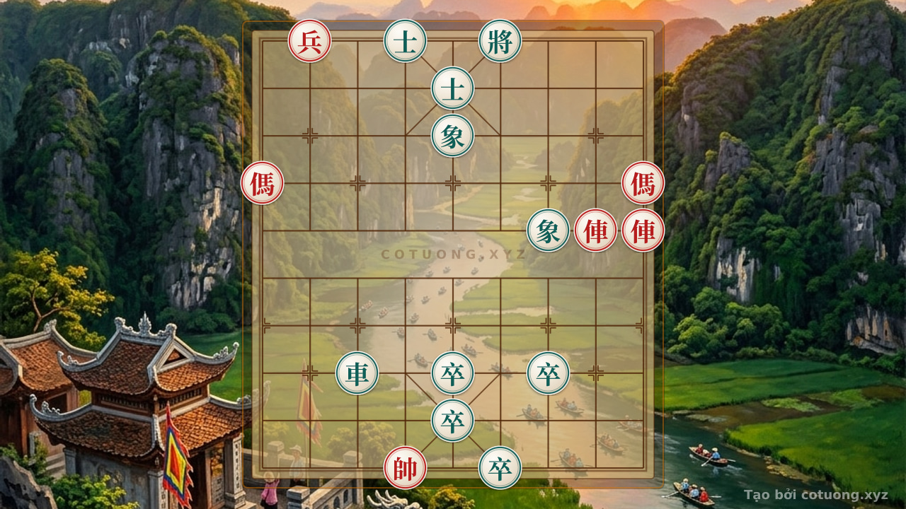 Thế cờ: Chess Position 'Black Advantage with Two Horses, Red Counterattacks with a Chariot' - Level 5 Xiangqi Tactics — Cờ Tướng Online