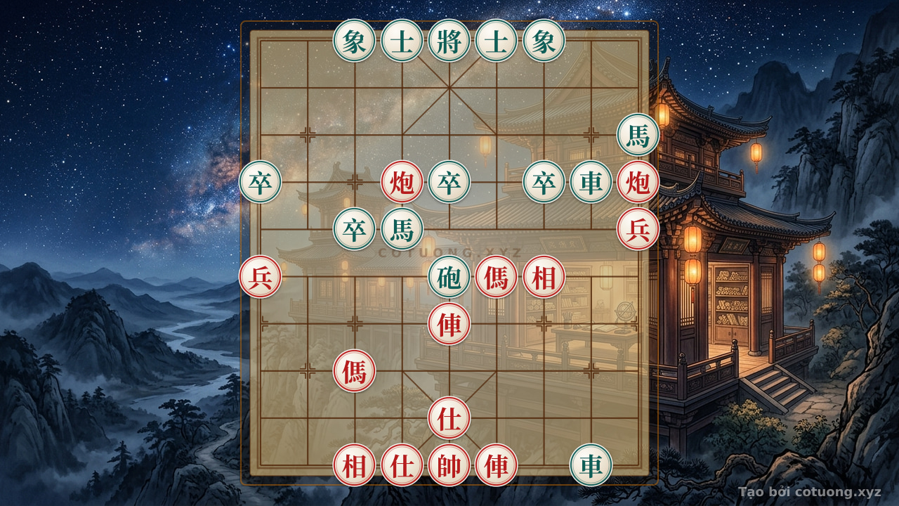 Thế cờ: Xiangqi 'Big Cannon vs. Rear Guard': Decoding the Attacking Strategy from Black's Defensive Formation — Cờ Tướng Online