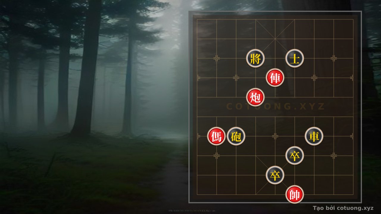 Thế cờ: Xiangqi: The Pinning Strategy of the Red Chariot on File 5 Rank 7 in the Double Horse Face-to-Face Formation — Cờ Tướng Online