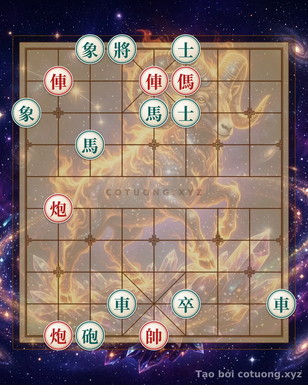Thế cờ: Chess Tactics: Red Chariot Crushes Black Horses in a General's Chess Battle — Cờ Tướng Online