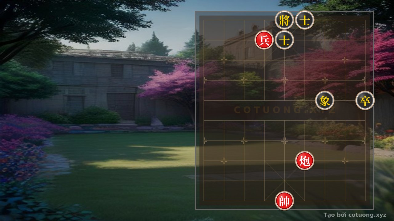 Thế cờ: Red Cannon Trap on 4th Rank, 3rd File: Defensive Tactics for Black General in Simple Endgame — Cờ Tướng Online