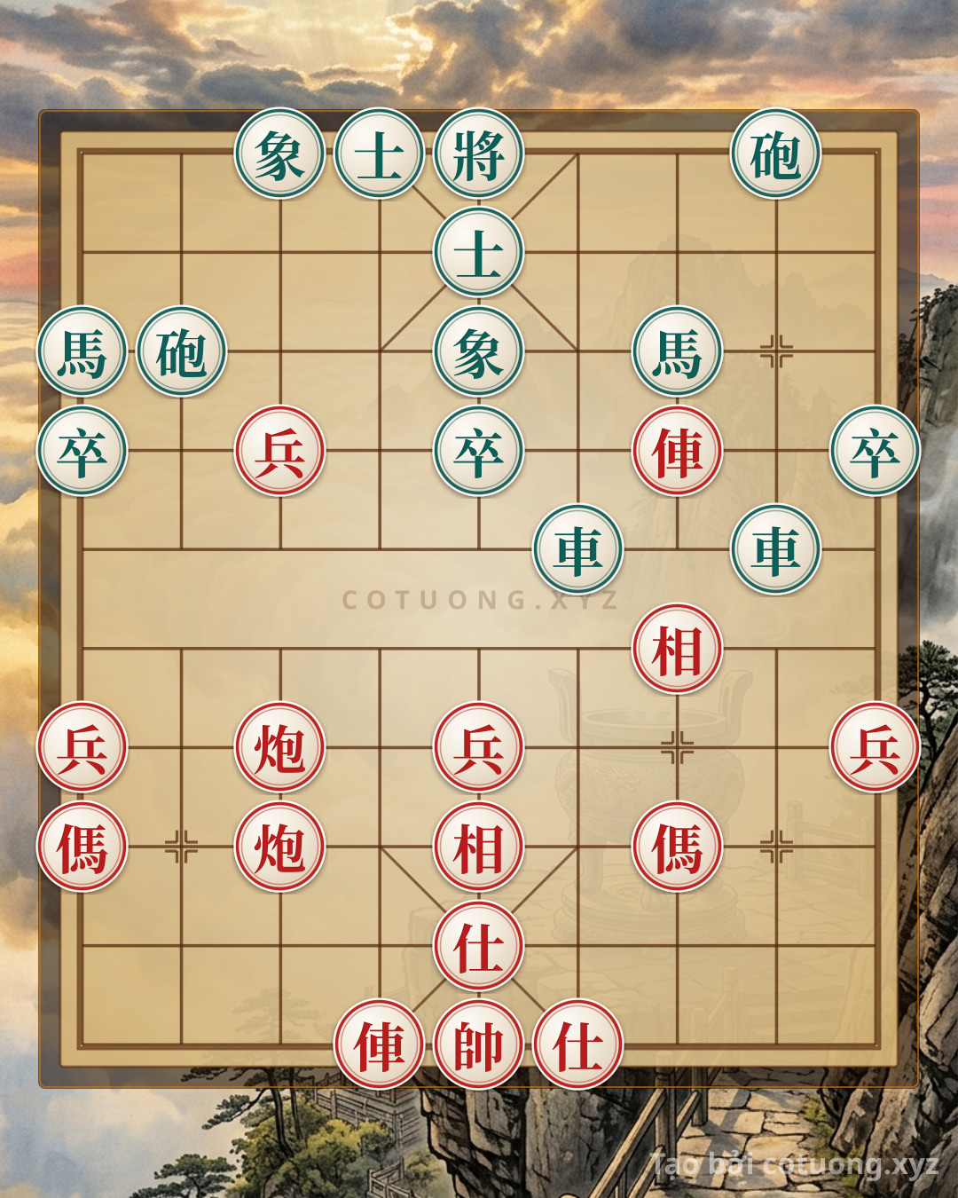 Challenge: Classic Checkmate Tactics: Endgame with 2 Rooks, 2 Cannons, and 2 Horses to Defeat the Opponent in 6 Moves - Can you solve it?