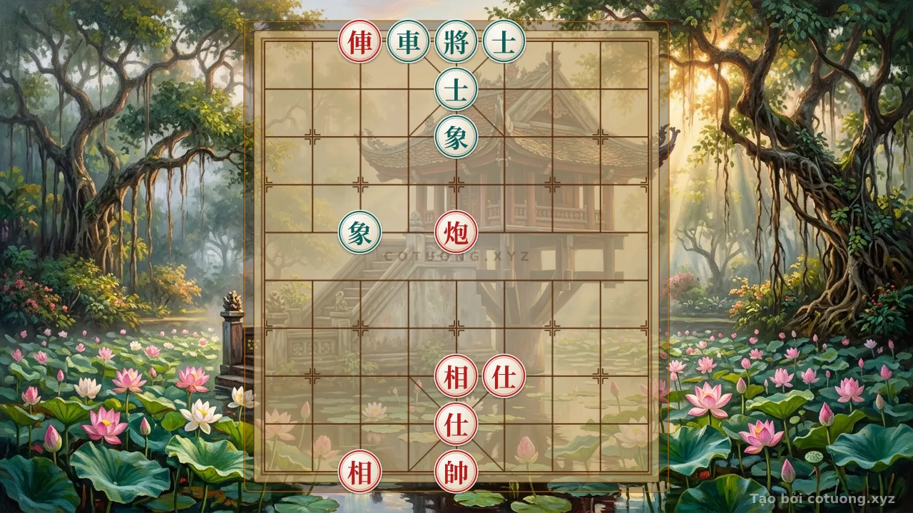 Thế cờ: Xiangqi Master's Secret: Red Chariot-Cannon vs. Black Rooks and Elephants in a Suffocating Position! — Cờ Tướng Online