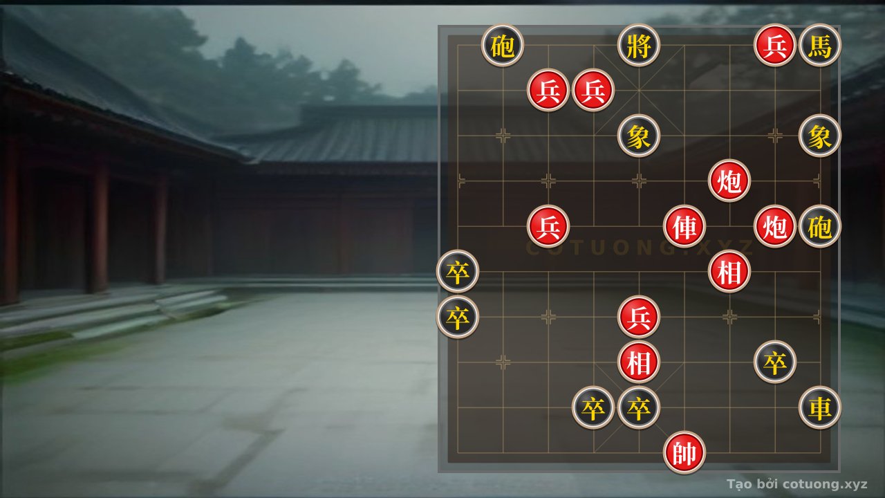 Thế cờ: Super Difficult Xiangqi: Red Cannon at 3-7 Strikes Down Black Chariot at 9-2 — Cờ Tướng Online