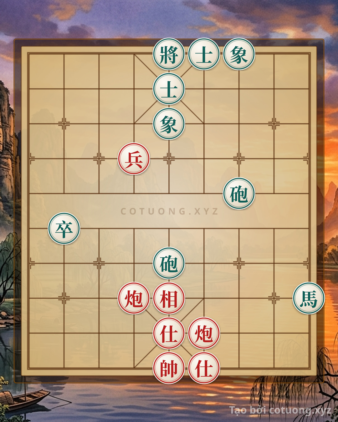 Challenge: Xiangqi: Red Cannon Queen Storms, Black Horse Counters with Unstoppable Force - Tactical Mastery - Can you solve it?
