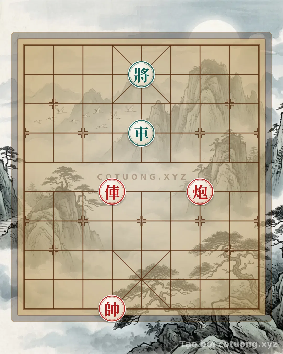 Thế cờ: 'The Red General on File 5, Rank 9 – A Chess Poem on the Unity of Rook and Cannon' — Cờ Tướng Online