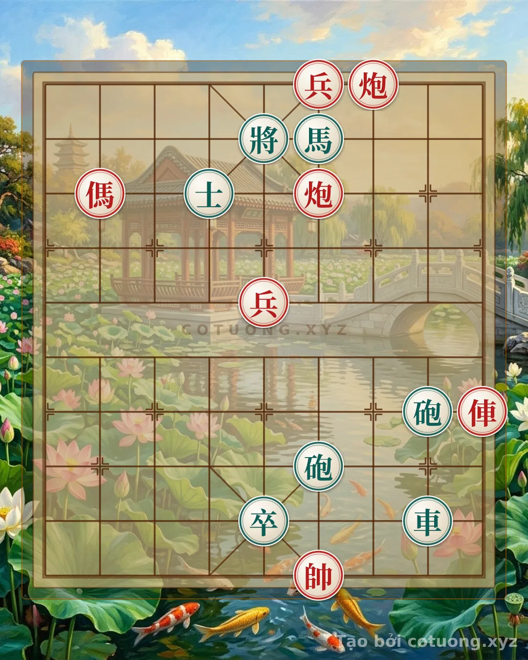Thế cờ: Xiangqi: A Battle of Wits - The Double Horse Formation, Black Cannon's Threatening Strike — Cờ Tướng Online