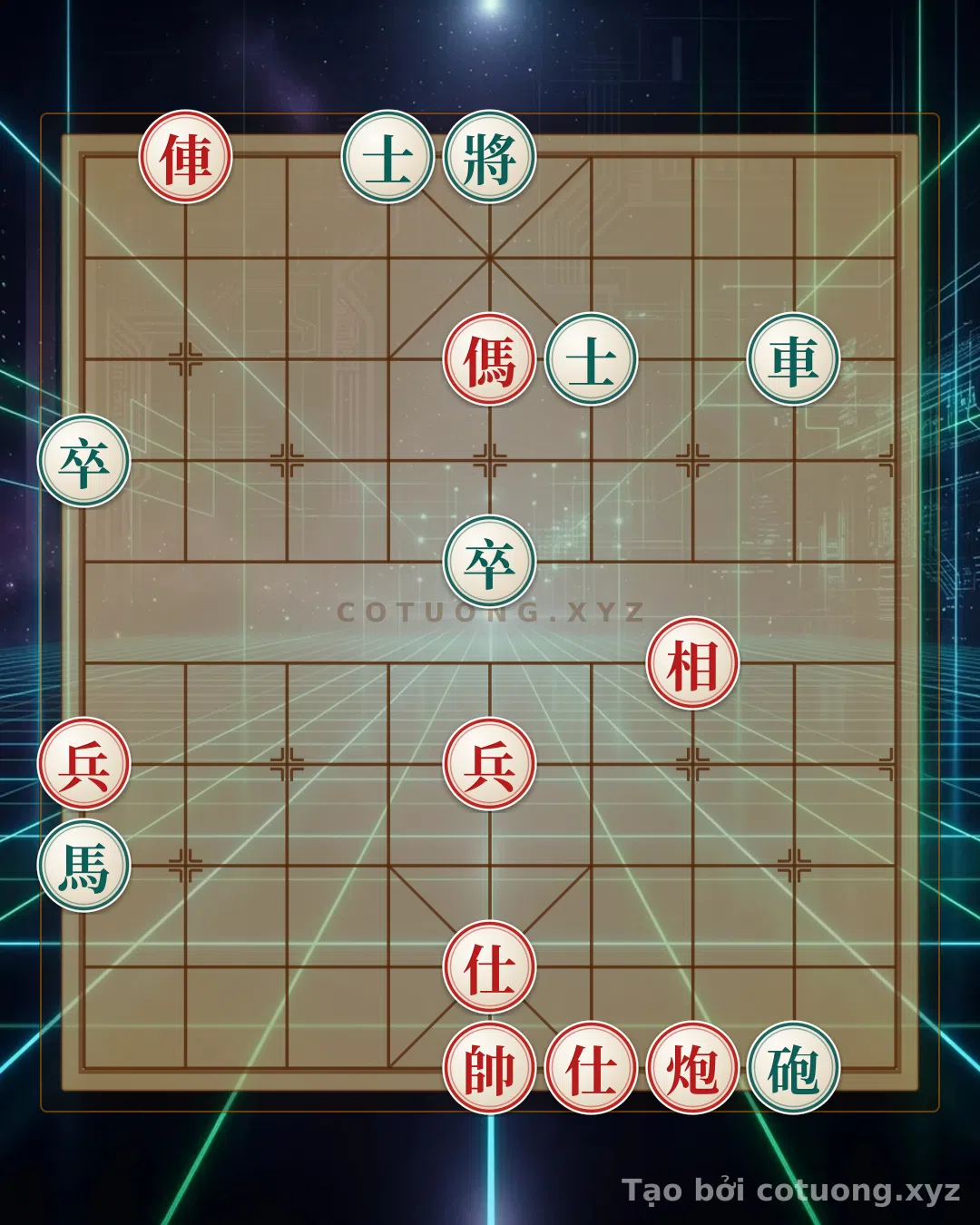 Thế cờ: Dangerous Xiangqi Position: Rook Cannon Horse 2Pawns 2Advisors Elephant vs. Rook Cannon Horse 2Pawns 2Advisors - Detailed Solution — Cờ Tướng Online