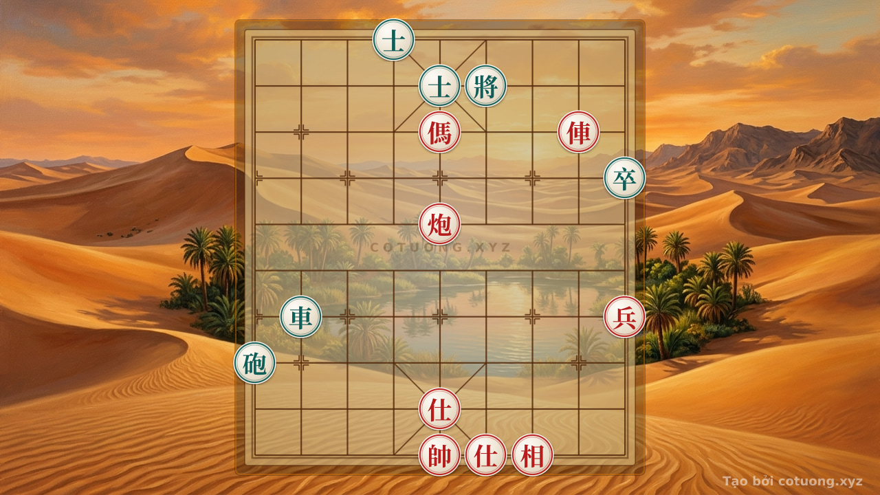 Thế cờ: Xiangqi (Chinese Chess) 45c6: Red Attacks Black's Elephant 2, Red Cannon Lashes Out 5, Retreats to Row 6 - Decisive Tactics — Cờ Tướng Online