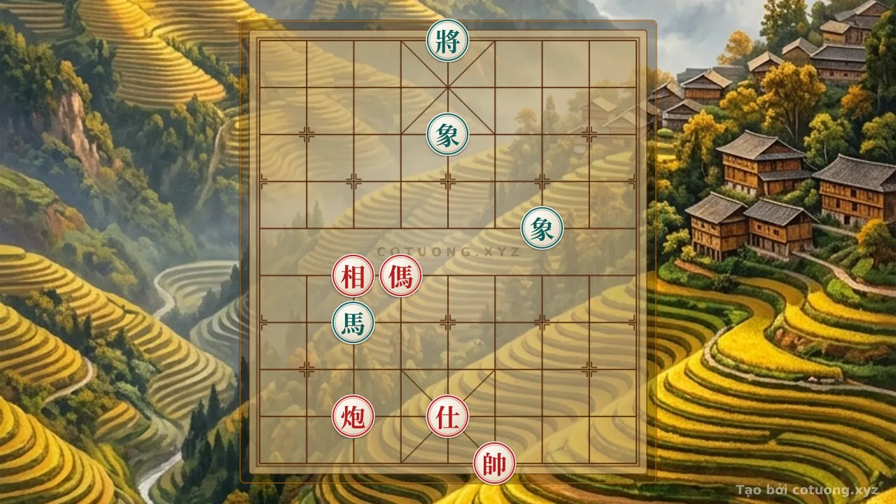 Thế cờ: Xiangqi: Double Horse Face-to-Face Formation - Defensive Tactics for Black — Cờ Tướng Online