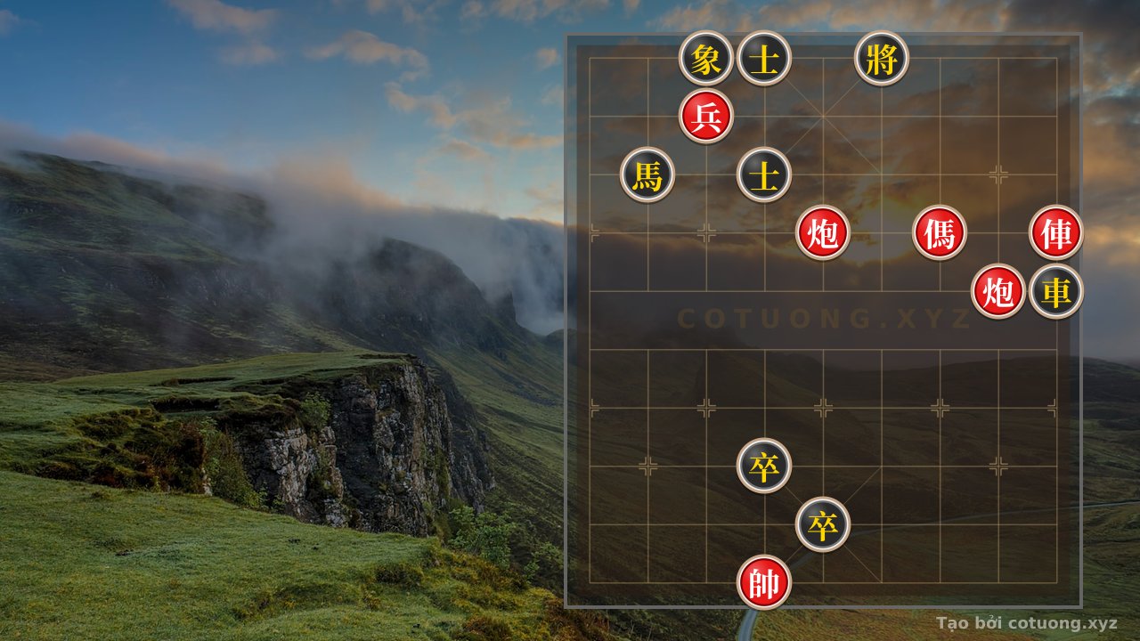 Thế cờ: The Classic Trap: Red's Rook, Two Cannons, Horse and Pawn Crush Black's Horse, Two Pawns, Two Advisors and Two Elephants in One Move — Cờ Tướng Online
