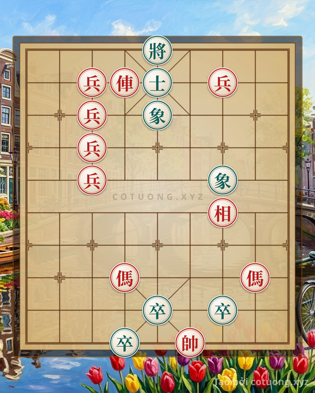 Challenge: Xiangqi (Chinese Chess): Rook 2 Horses 5 Pawns vs. 3 Pawns 2 Bishops - Unique Solution - Can you solve it?
