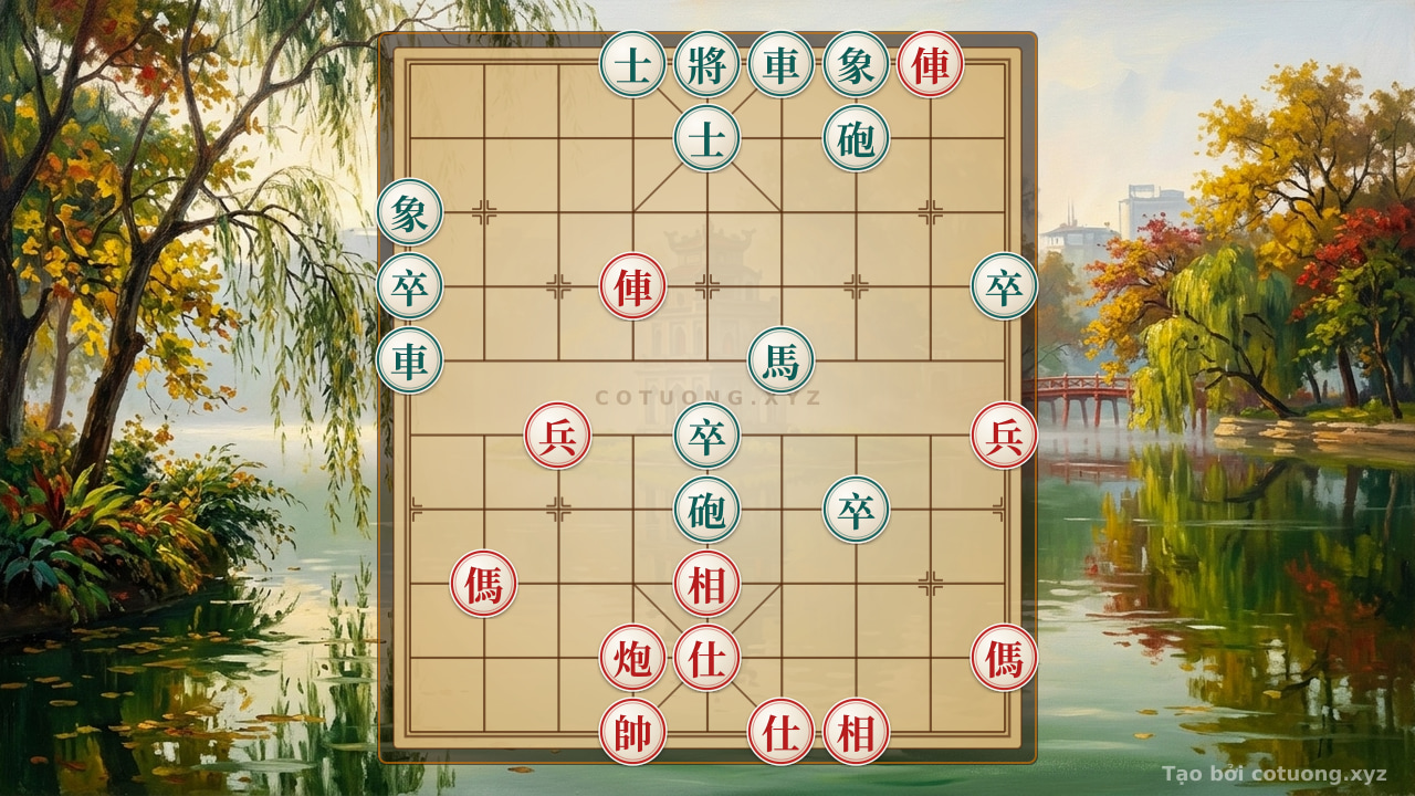 Thế cờ: Defensive Counterattack: The Secret to Parrying the Red's Threat in the 'Chariot vs. Cannon' Formation — Cờ Tướng Online