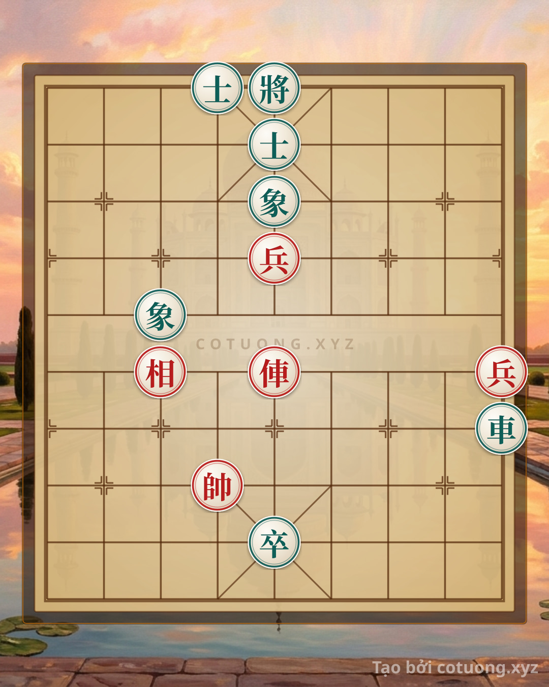Thế cờ: Red General: Red Chariot Rushes Straight, Black Pawn Surrounded - Fast Checkmate Tactics — Cờ Tướng Online
