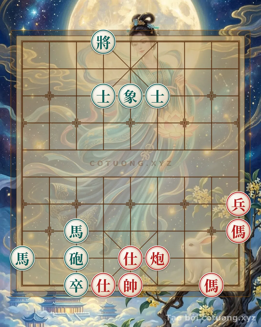 Thế cờ: The Dangerous Xiangqi Formation: Double Red Horses Counterattack – The Deceptive Strategy Against the Black General — Cờ Tướng Online