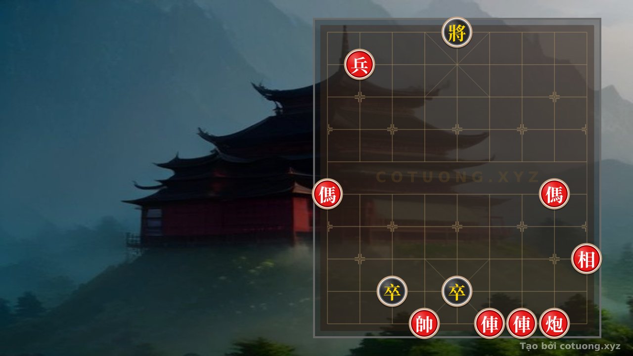 Thế cờ: Xiangqi: Red's Forced Breakthrough with Rook Against Black's Elephants in Double Horse Formation — Cờ Tướng Online