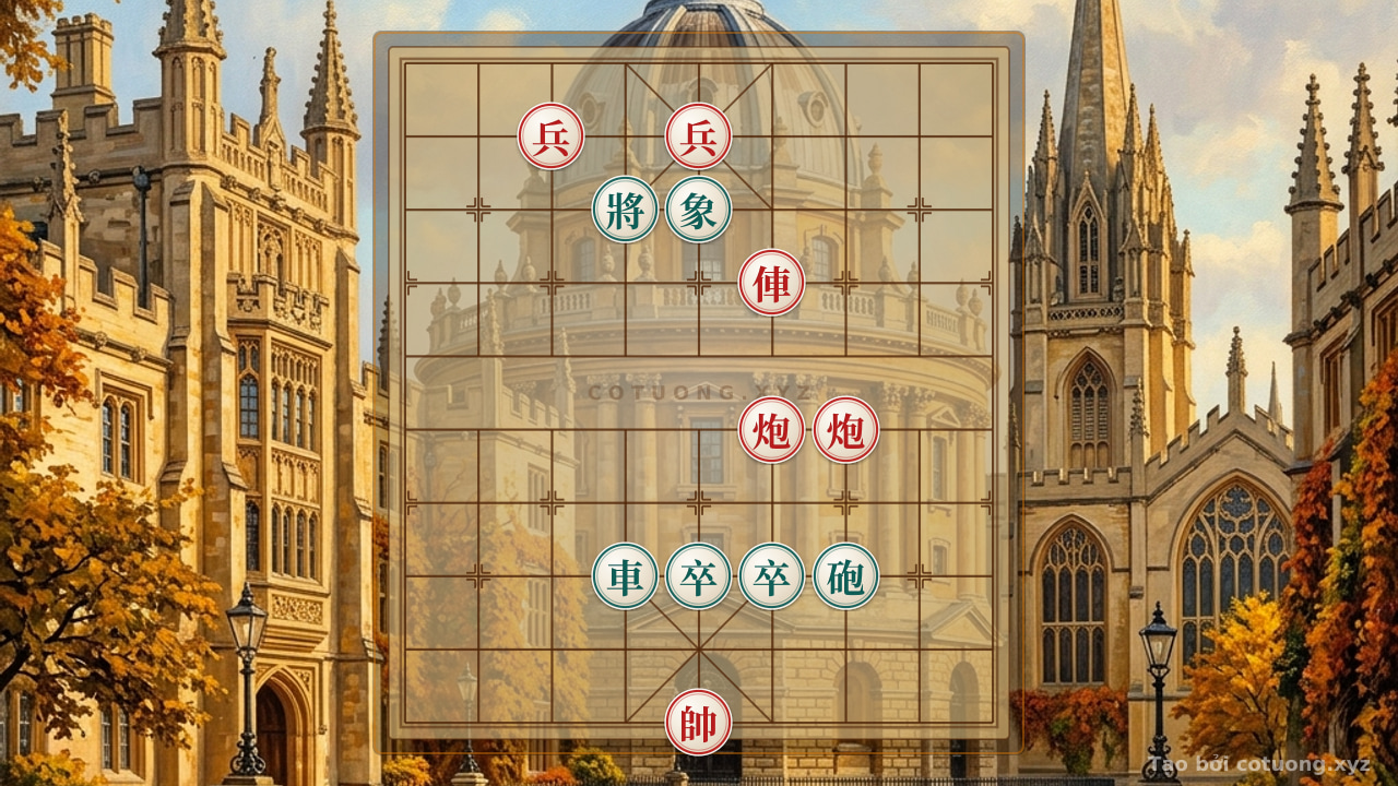 Thế cờ: 32 Xiangqi Moves: Red Chariot Rushes Straight, Black Cannon Counters - Basic Tactics — Cờ Tướng Online