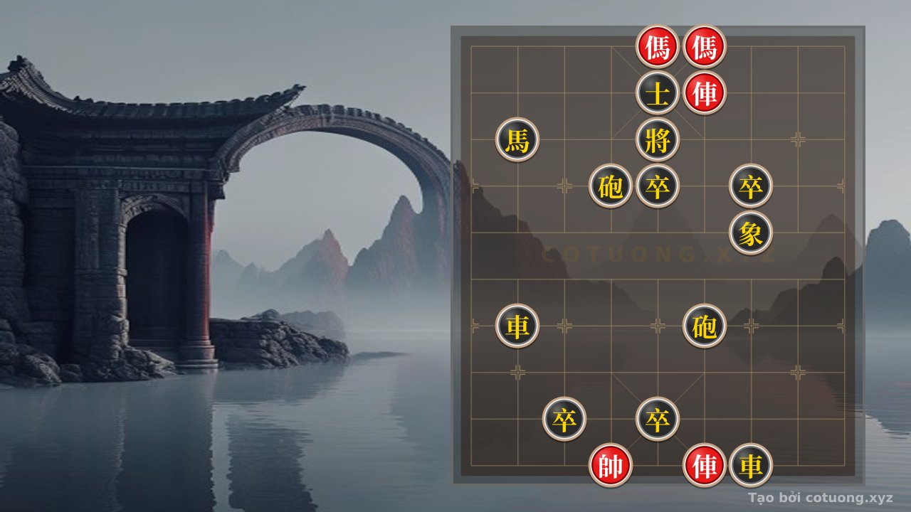 Thế cờ: Song Horse and Rook: The Legendary Endgame of 2 Horses vs. 2 Rooks and 2 Cannons with 4 Pawns - The Art of Counterattack in a Hair's Breadth — Cờ Tướng Online