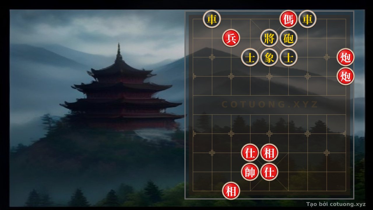 Thế cờ: Xiangqi Super Difficult: Red Captures File 4, Black is 'Trapped' - Defensive Counterattack Strategy — Cờ Tướng Online