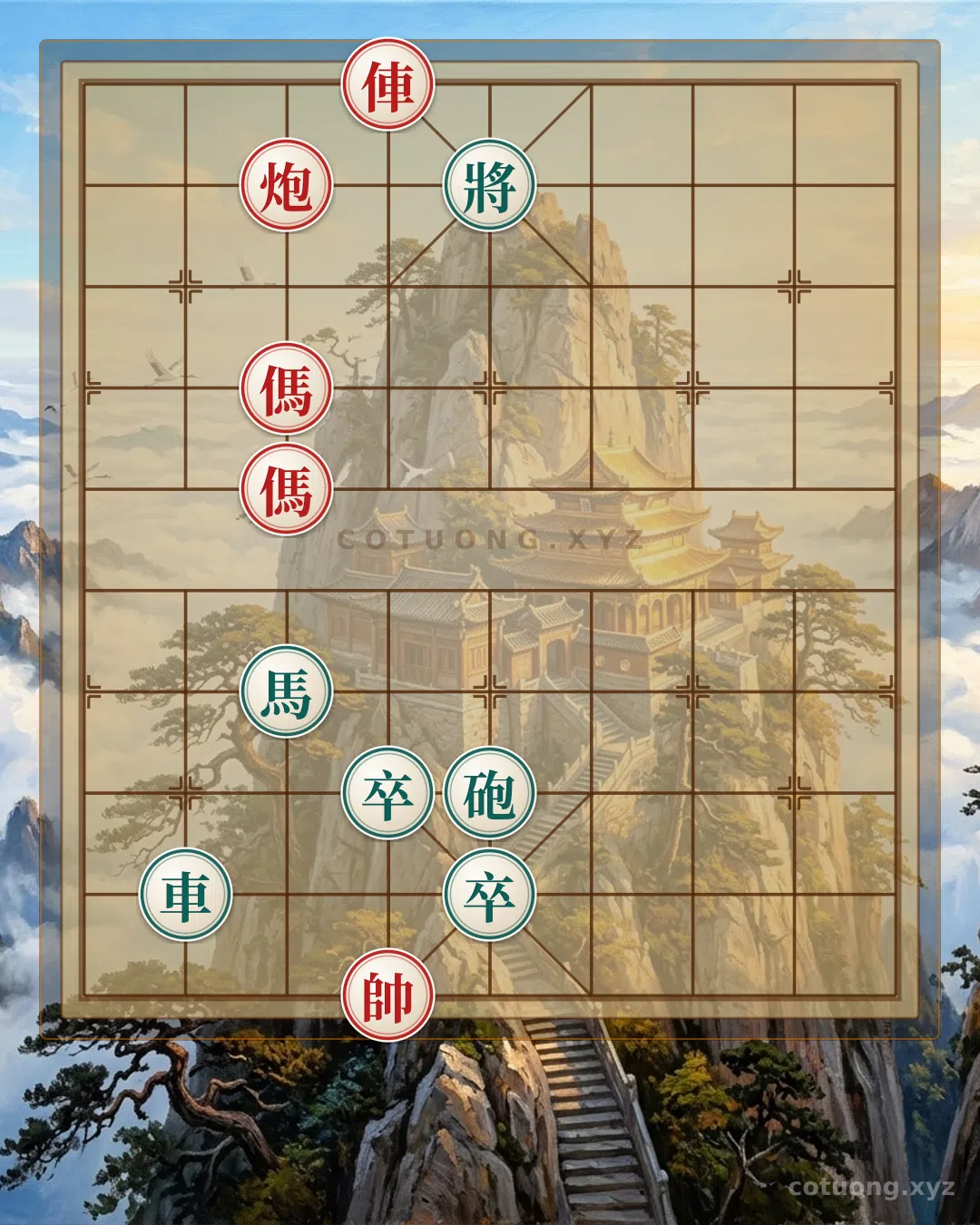 Thế cờ: Song Horse Interlock: The Ruthless Strategy of Red in the 8/10 Xiangqi Opening — Cờ Tướng Online
