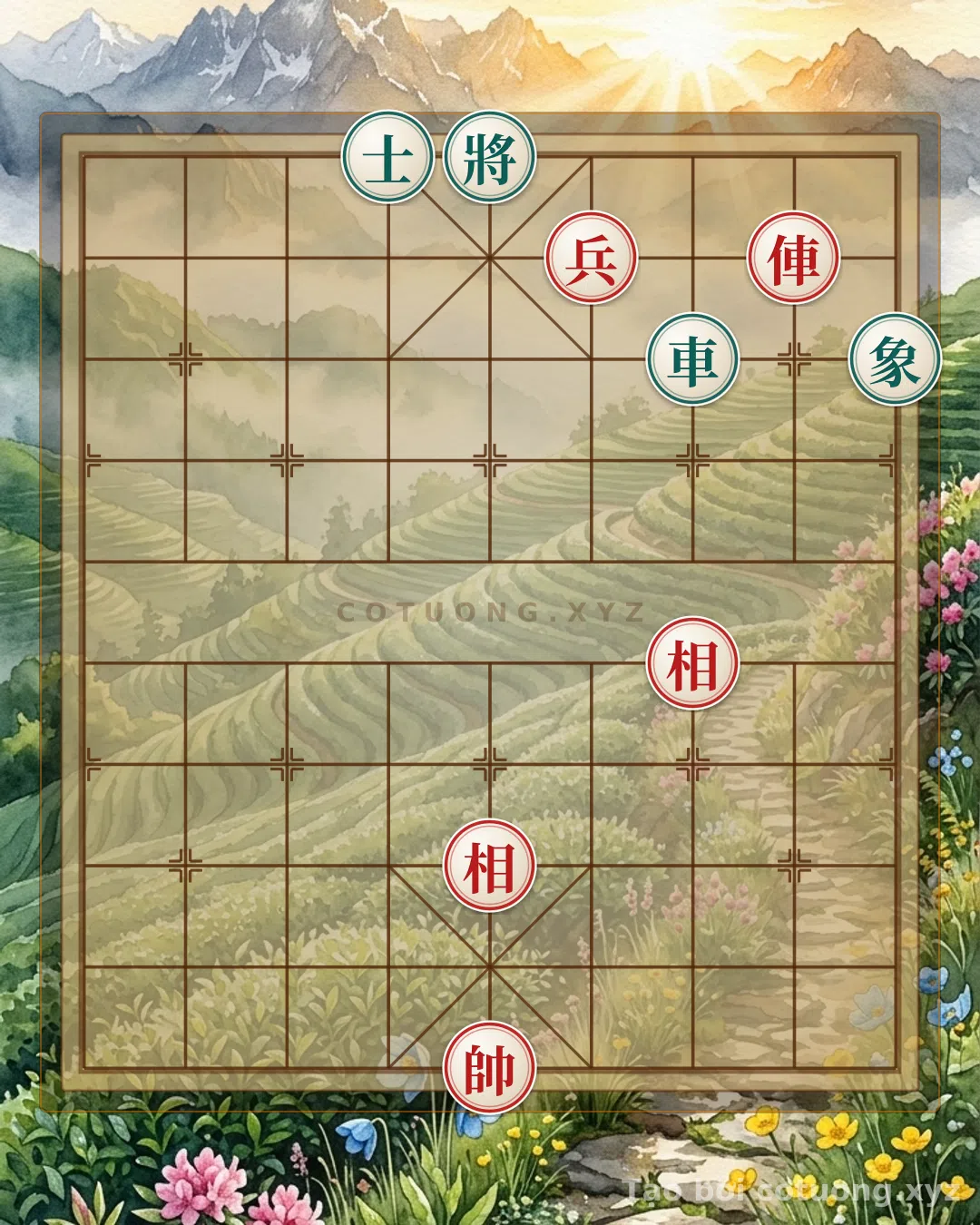 Thế cờ: Red Trap: Rook on File 2 and Bishop on File 3 - A Compulsory Trap for Black's Advisor — Cờ Tướng Online