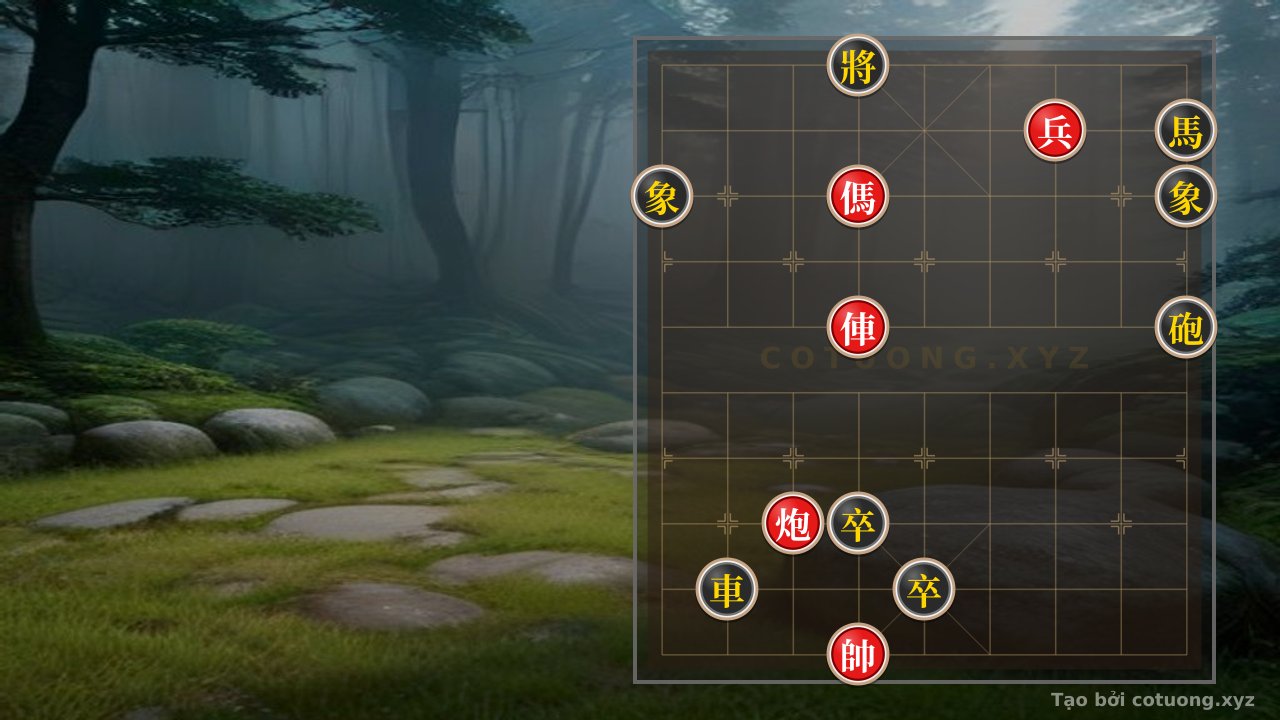 Thế cờ: Red General's Chess: Rook's Straight Thrust on File 6, Cannon's Empty Capture of Black Piece — Cờ Tướng Online