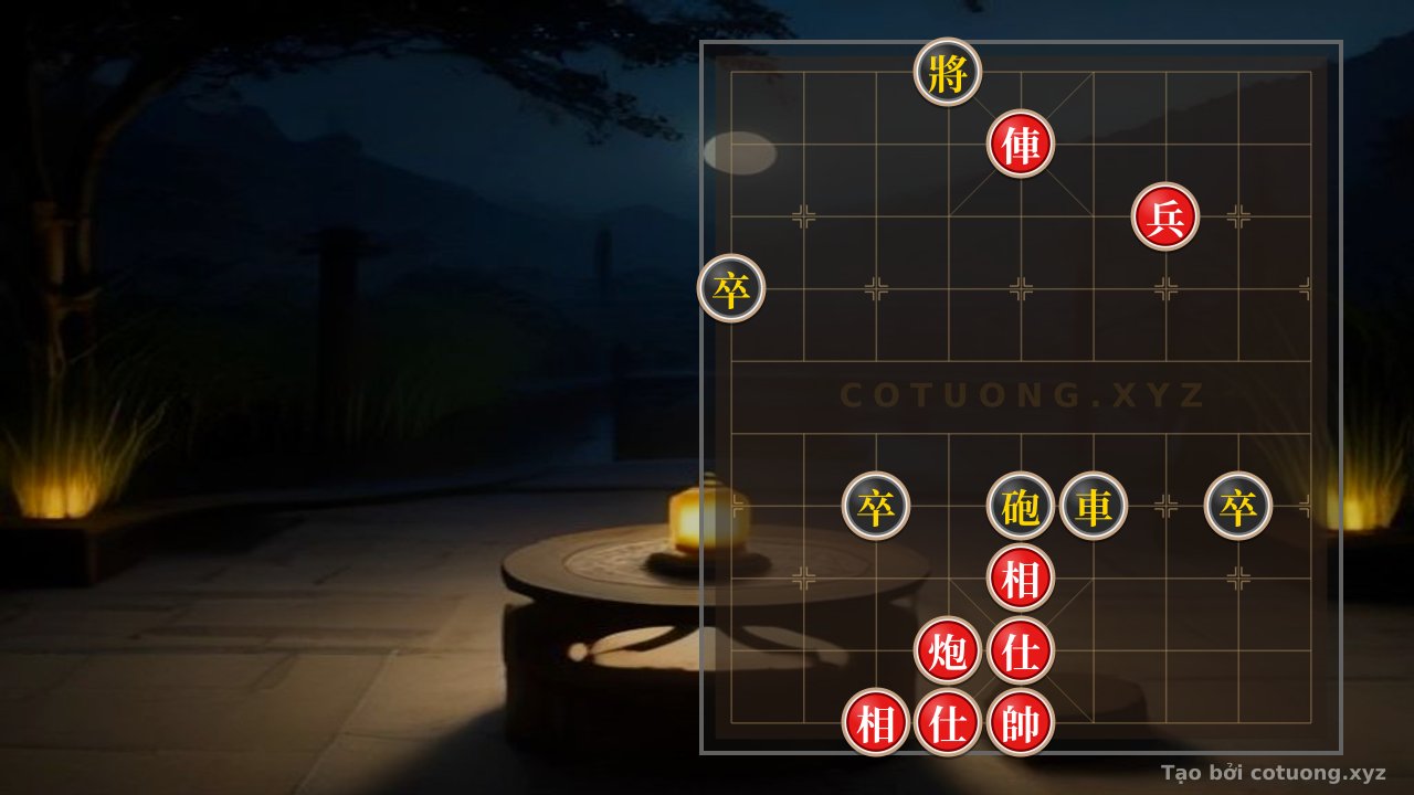Thế cờ: Breaking the Black Formation with a Coordinated Rook-Cannon Move, Decisive Victory in 5 Moves — Cờ Tướng Online