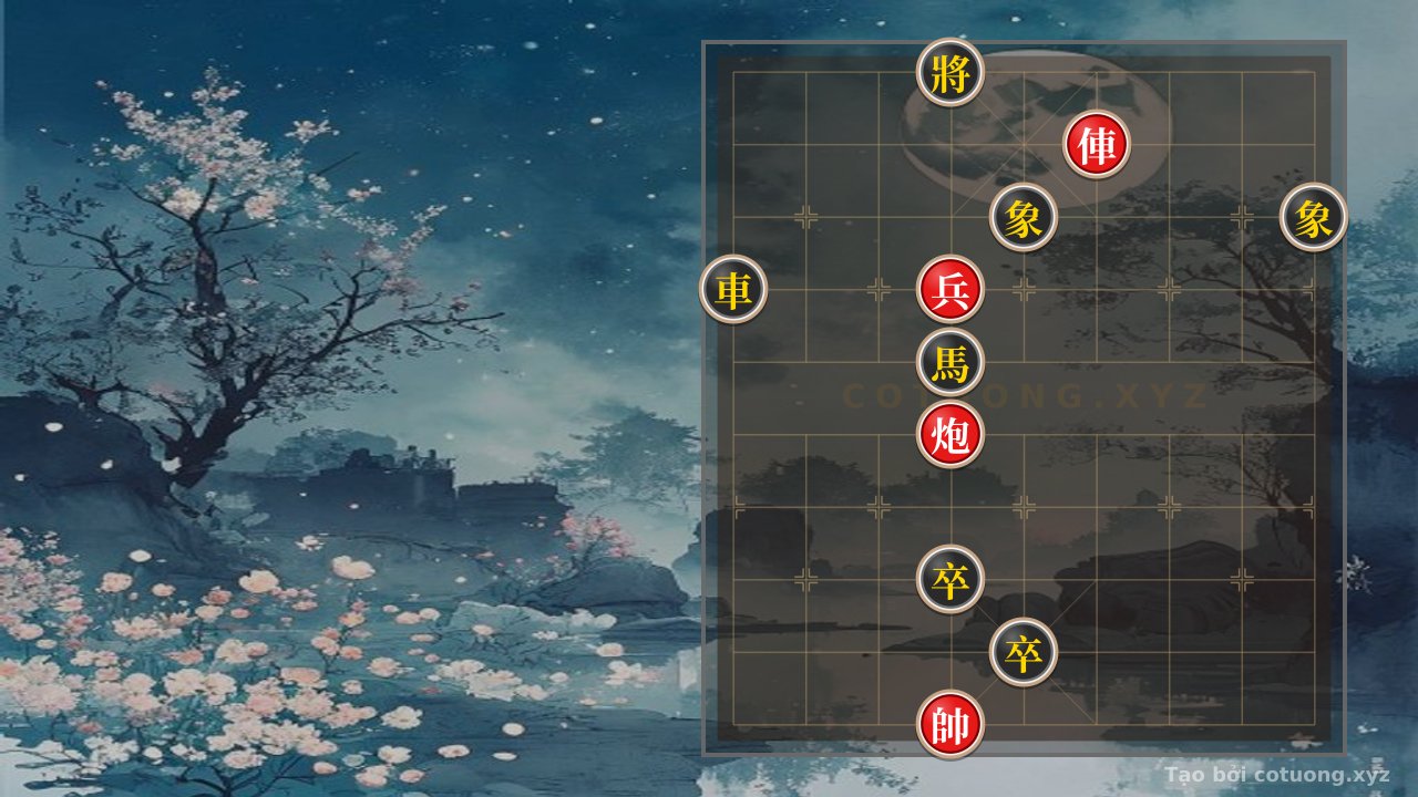 Thế cờ: Red General Checkmate: Rook 4th File Directly Attacks Black General in One Move — Cờ Tướng Online