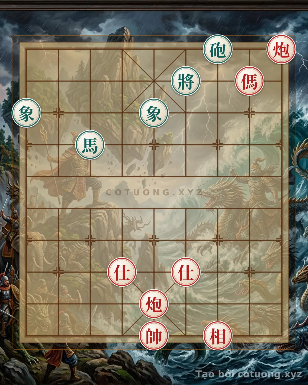 Thế cờ: Classic Endgame Secrets: Red's 2 Cannons and 2 Horses vs. Black's 2 Elephants - The Xich Bi Strategy in the Heart of the Board — Cờ Tướng Online