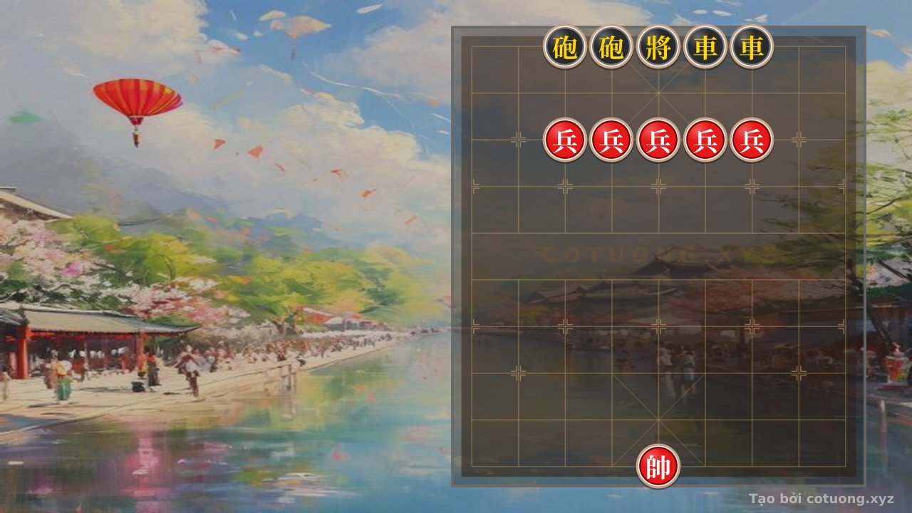 Thế cờ: Art of Defensive Counterattack: How Black (2 Rooks, 2 Cannons) Neutralizes Red's (5 Pawns) Threats in the 'Rook-Cannon' Formation — Cờ Tướng Online