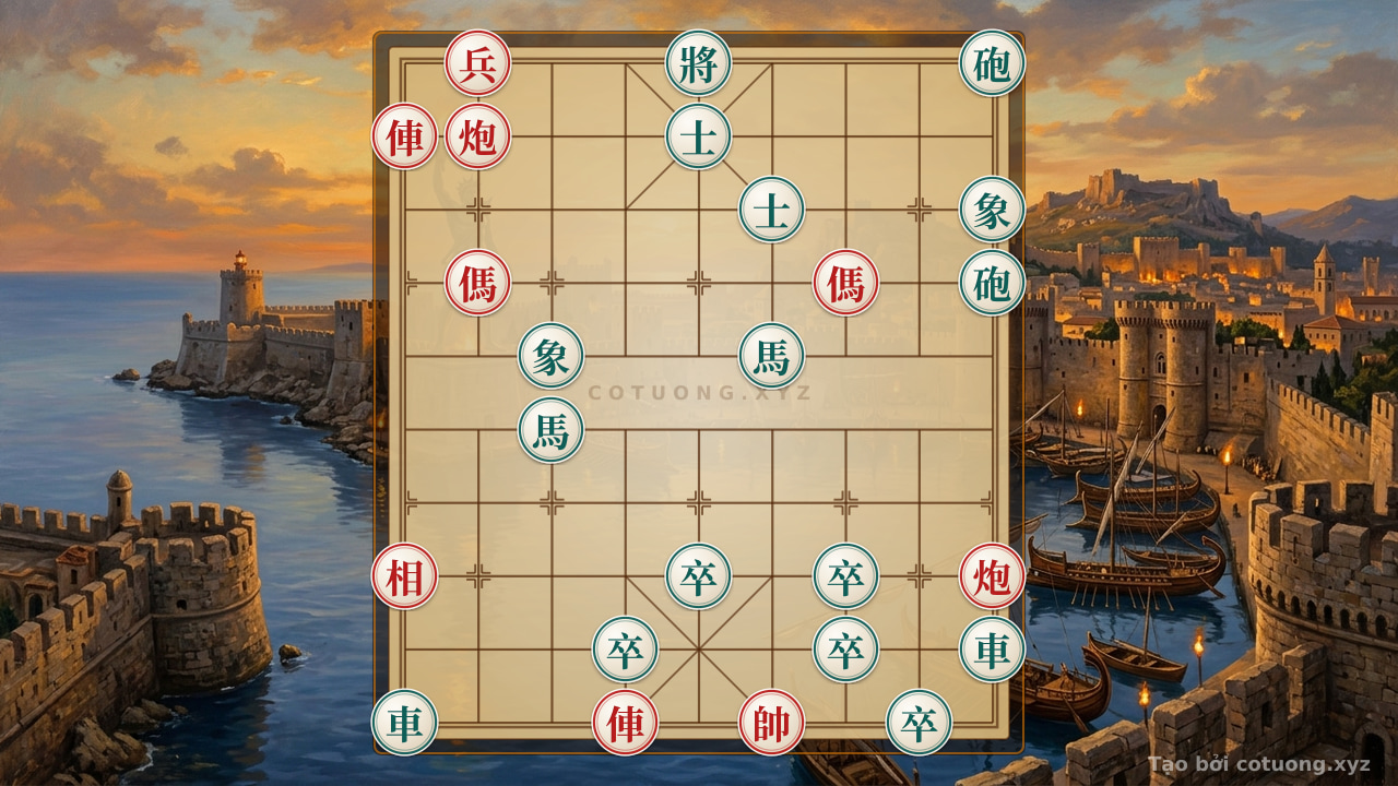 Thế cờ: Xiangqi (Chinese Chess) Opening: Red Dominates with Psychological Pressure, Black Trapped in a Hidden Trap — Cờ Tướng Online