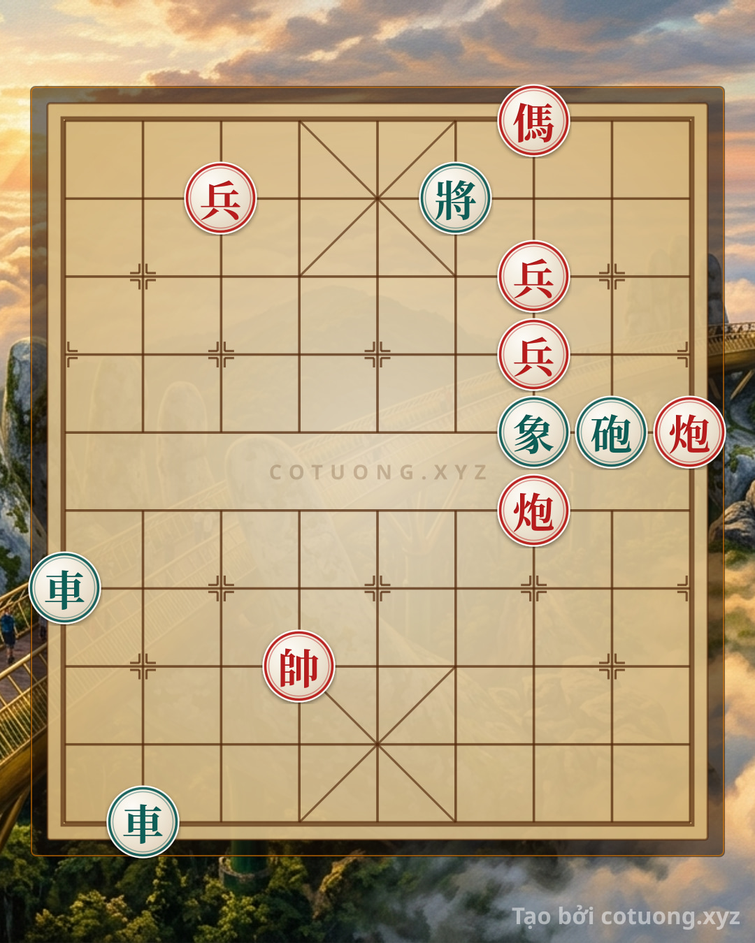 Challenge: Red Horse Leads 3 Ranks to Row 10: The 'Divine Tactics' Strategy in Vietnamese Chess - Can you solve it?