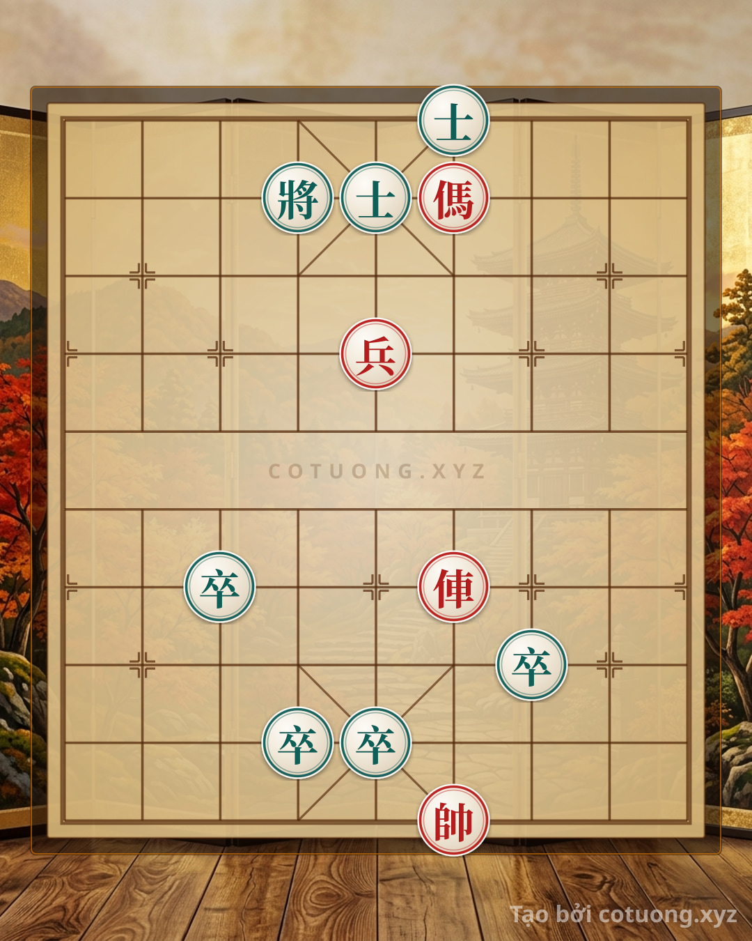 Challenge: Practical Tactics: Rook Horse Choke vs. 4 Pawns 2 Advisors - Mastering Xiangqi Strategies - Can you solve it?