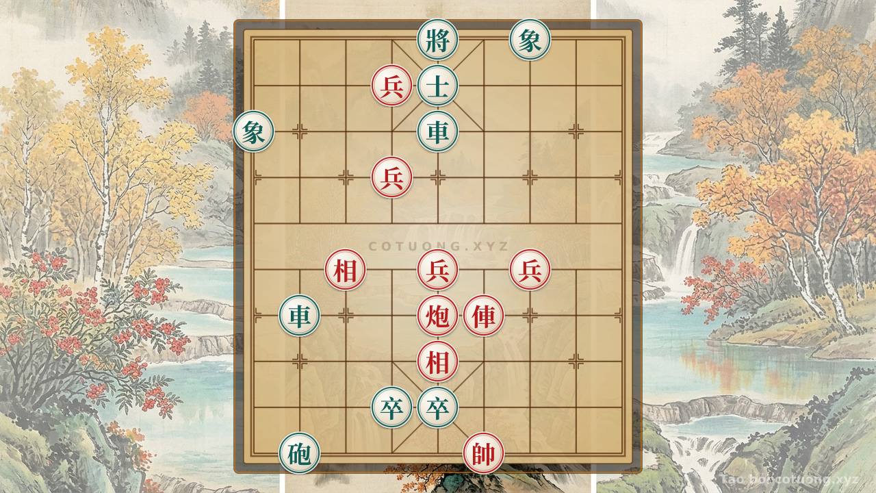 Thế cờ: Classic Checkmate Strategy: Red's Rook Cannon Crushes Black's Two Rook Cannons in 5 Moves — Cờ Tướng Online