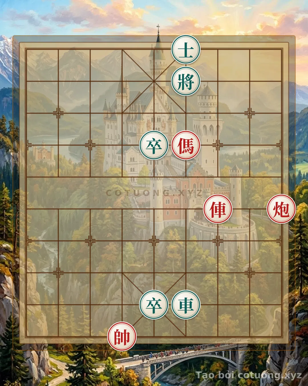 Thế cờ: Xiangqi: Red's Strategy to Attack Black's Rook at 6-2 in the Double Horse Formation — Cờ Tướng Online