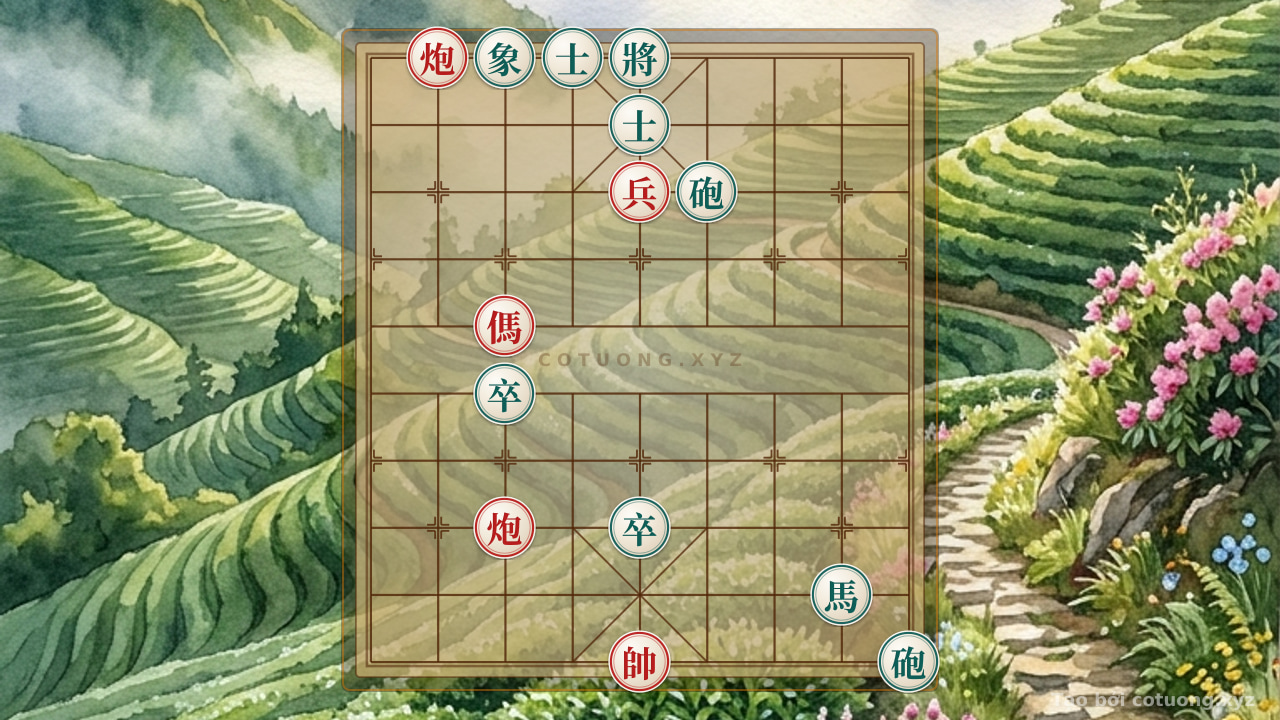 Thế cờ: Red Cannon on File 8, Rank 10: Brutal Strategy to Defeat Black in 5 Moves — Cờ Tướng Online