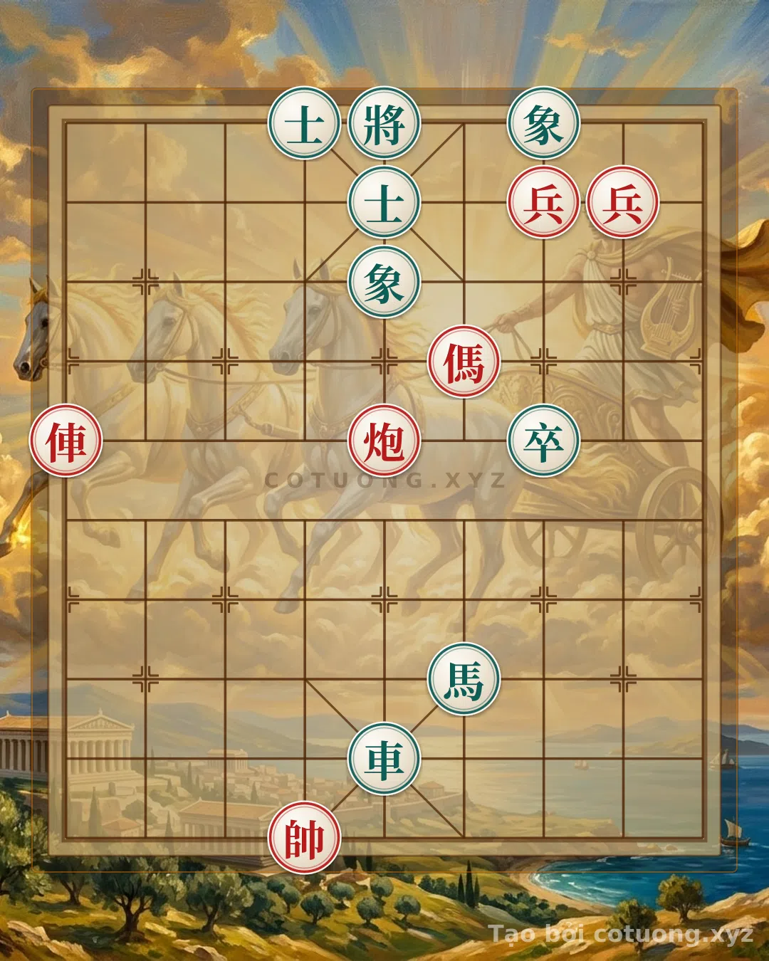 Thế cờ: Classic Checkmate: When the Red Chariot, Cannon, and Horse Dance Among the Black Advisors and Elephants - The 3-Move Secret to Defeating the Opponent's General — Cờ Tướng Online