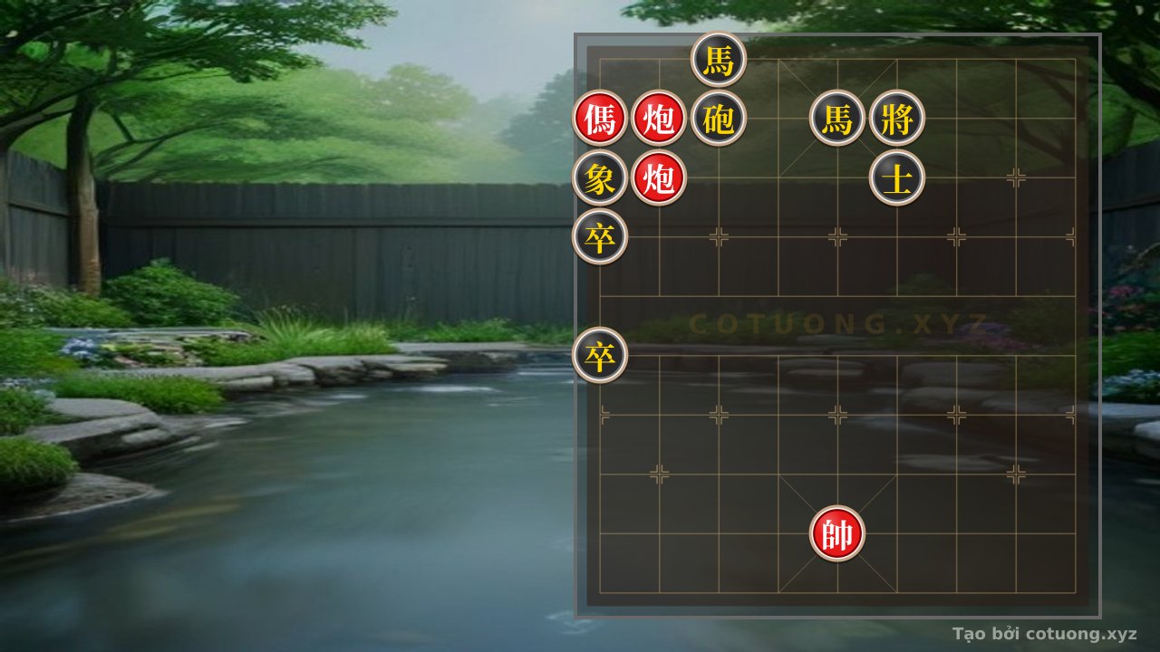 Thế cờ: Mastering Endgame Tactics: When Red's Two Cannons and Horse Clash with Black's Cannon, Horses, and Pawns in a Legendary Chess Position — Cờ Tướng Online