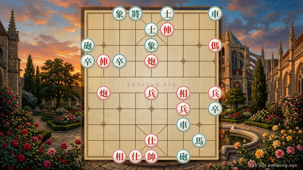 Thế cờ: Strong Defense: Analyzing the Xiangqi Position with Red Chariot on 8th File and Black Cannon on 1st File — Cờ Tướng Online