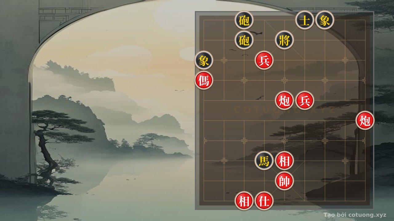 Thế cờ: The Brutal Checkmate: Red's 2 Cannons and 2 Pawns Crush Black's 2 Cannons and Horses in an Instant — Cờ Tướng Online