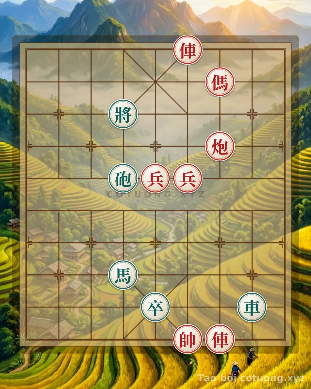 Thế cờ: Red Chariot's Direct Charge: Traditional Tactics in the Double Horse Face-to-Face Formation — Cờ Tướng Online