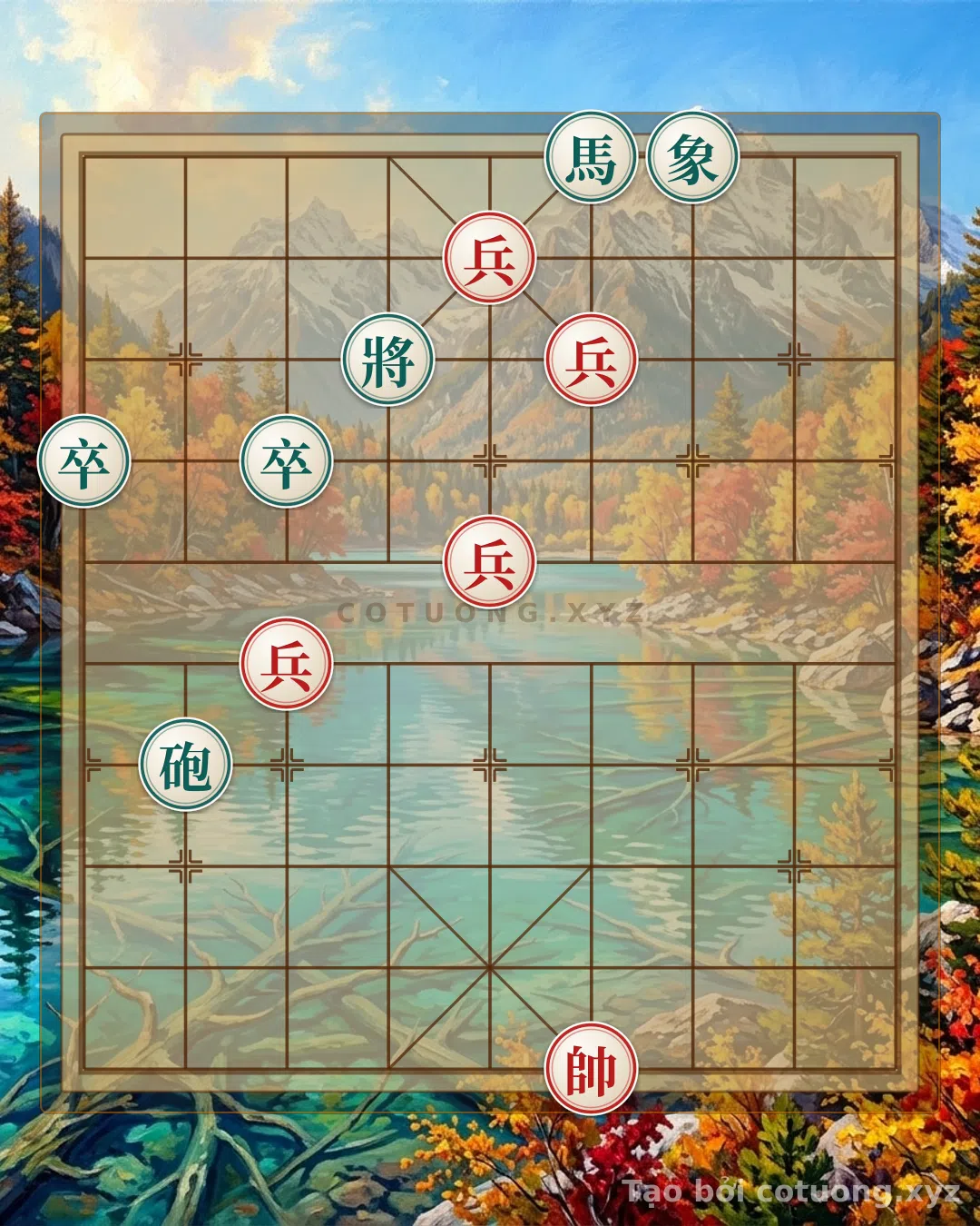 Thế cờ: Four Pawns Legend vs. Cannon and Horse: When the Red General Stands Alone in the Storm — Cờ Tướng Online