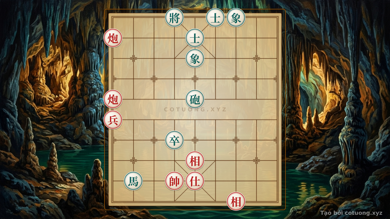 Thế cờ: Mastering Endgame Tactics: Red's 2 Cannons and Pawn Crush Black's Horse Cannon in 7 Moves | Vietnamese Chess — Cờ Tướng Online